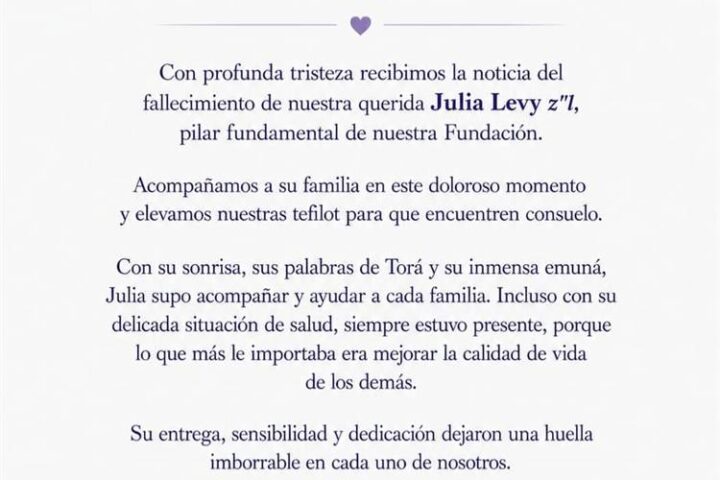 Julia Shulamit Bat Aurora z»l, su memoria sea bendición