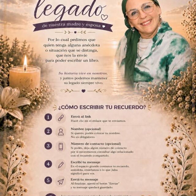 En memoria, por sus actos de bien y entrega